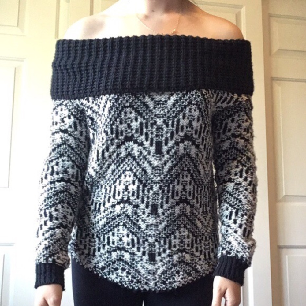 Off the shoulder/cowl neck soft wool sweater